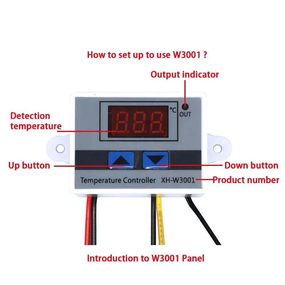 Фото XH-W3001 W3001 Светодиодный цифровой терморегулятор Тестер температуры Умный термостат Датчик температуры Контроллер Релейный выход №2