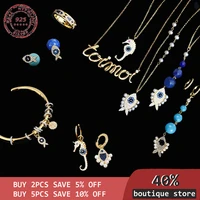 s925 sterling silver new blue ocean earrings womens fashion personality seahorse earrings bracelet necklace jewelry