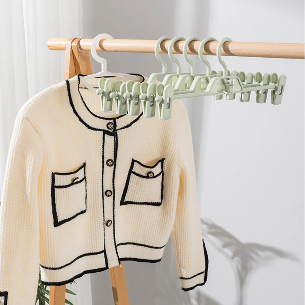 

10pcs Coat Hangers Strong Clothes Hanger Drying Rack Pants Hangers Plastic Space Saving Non-Slip Skirt Hangers with Clips VC