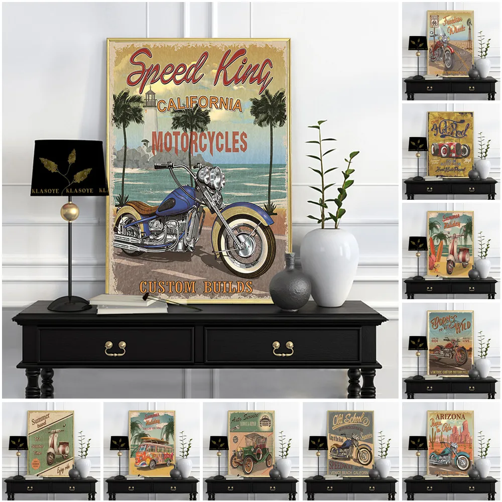 Винтажная рекламная пропагандистская Художественная печать плакат мотоцикл