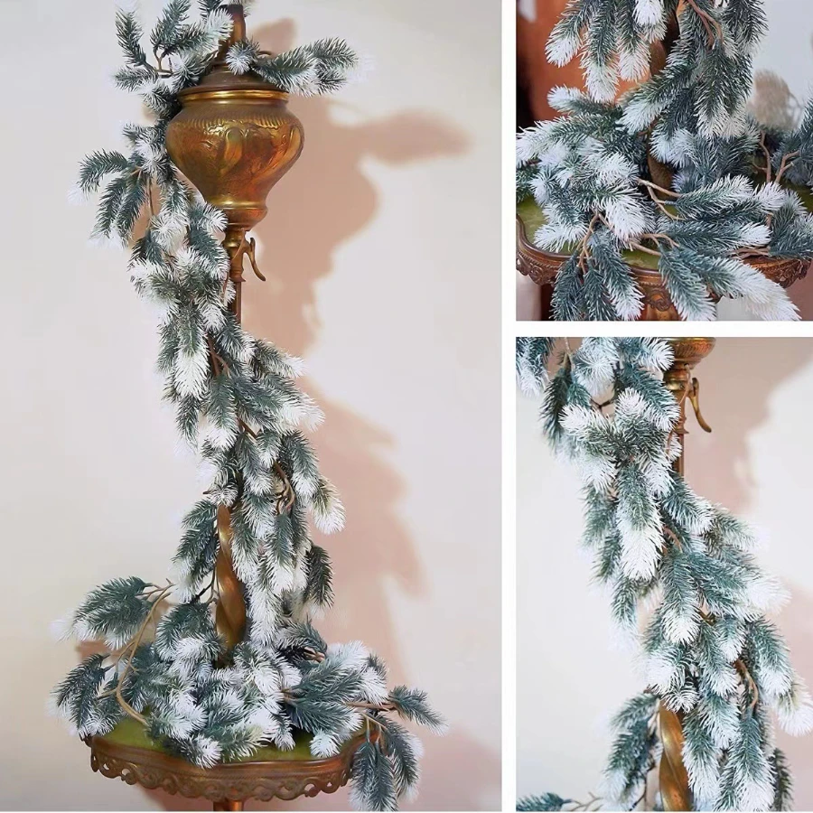 

6ft Christmas Pine Garland Artificial Cedar Tree Branch Vine for Xmas Holiday Winter Table Runner Fireplace Stair Decoration