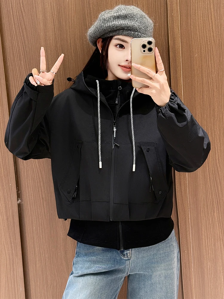 Женская короткая зимняя куртка 2024 новинка три в одном со съемным утолщенным