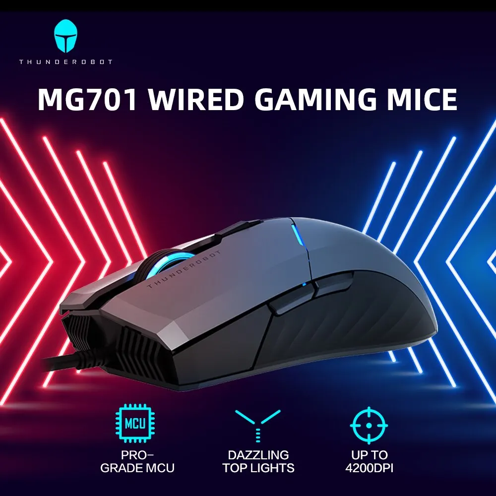 Игровая мышь Thunderobot MG701 PAW3519 4200DPI 1KHz, Проводная игровая мышь для светильник, ПК, геймеров