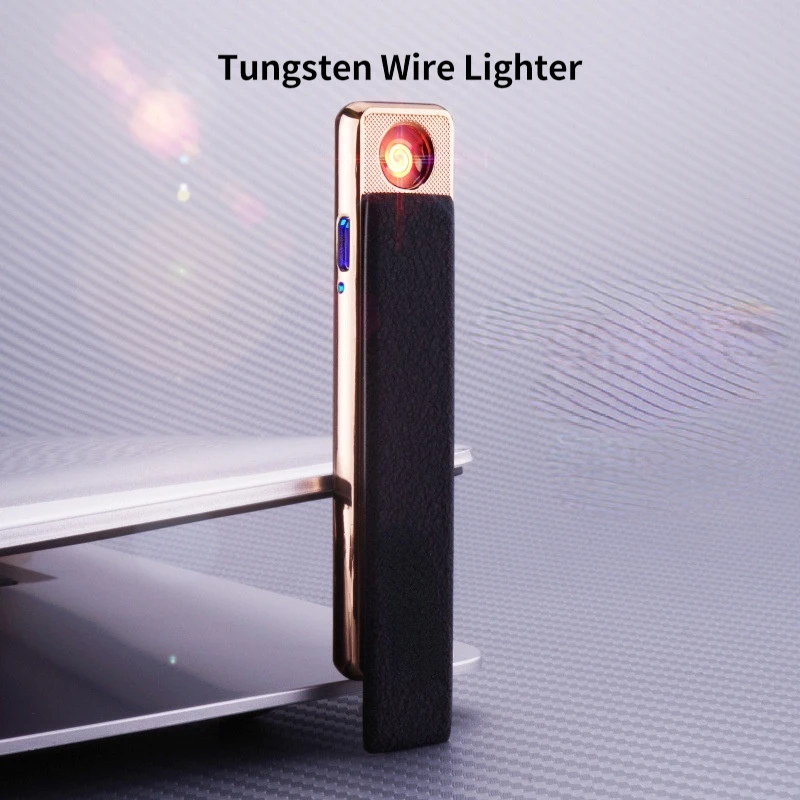 

Оригинальная тонкая Вольфрамовая зажигалка, новая Персонализированная зажигалка с USB-зарядкой, ветрозащитная маленькая металлическая заж...