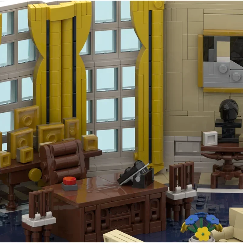 Фото Модель Street View Moc Building Block Модульная овальная офисная модель Технология Кирпич DIY Сборка Строительная игрушка Праздничные подарки №3
