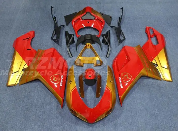

New ABS Fairings Kit Fit For Ducati 848 1098 1198 07 08 09 10 11 12 2007 2008 2009 2010 2011 2012 Bodywork Set Red Golden