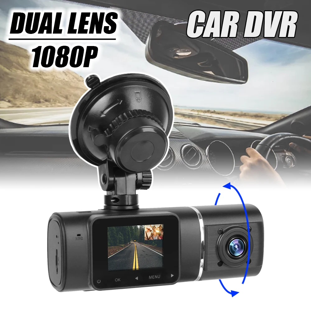 

LEEPEE Cycle Recording 1080P Video Recorder Dual Lens Full HD Car DVR Dash Camera Front and Inside Cabin Camera G-Sensor