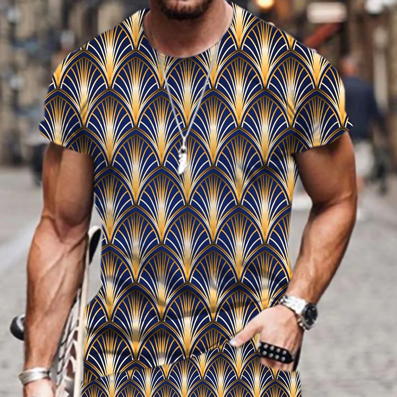 

European and American 3D digital print T-shirt abstract pattern short sleeve sport half sleeve casual creative top