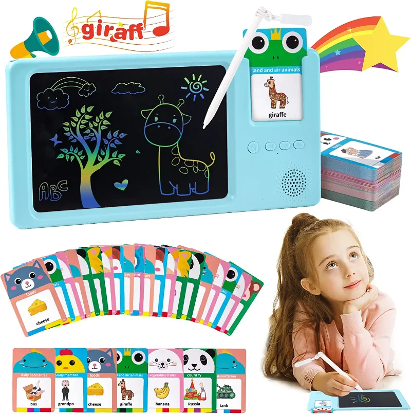 

Autism Sensory Toddler Toys for 2 3 4 5 6Year , Talking Flash Cards with LCD Writing Tablet Educational Learning Kids Gift Toys