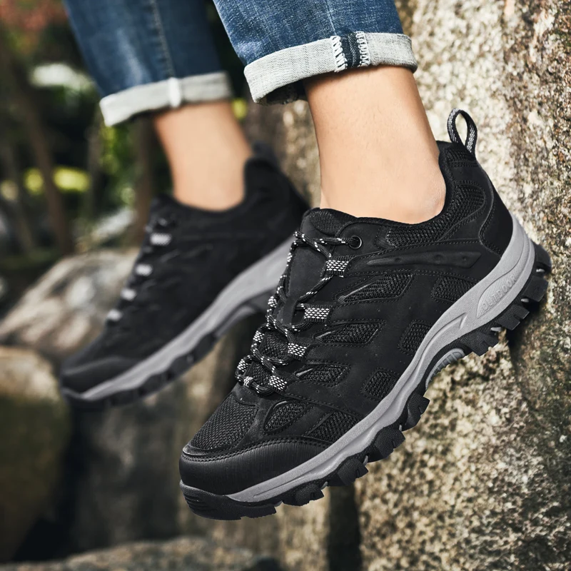 Outdoor Hiking Shoes, Men's Mesh Comfortable Hiking Shoes, Men's Large Outdoor Anti Slip Hiking Shoes, Sizes 39-47