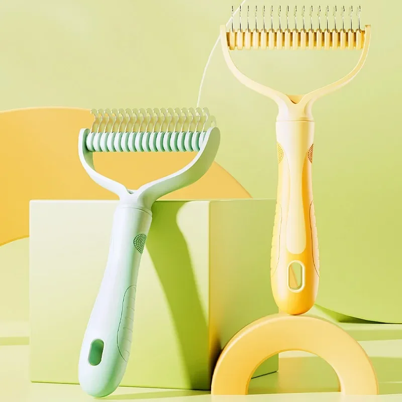 Расческа для собак нож удаления шерсти домашних животных двусторонняя щетка