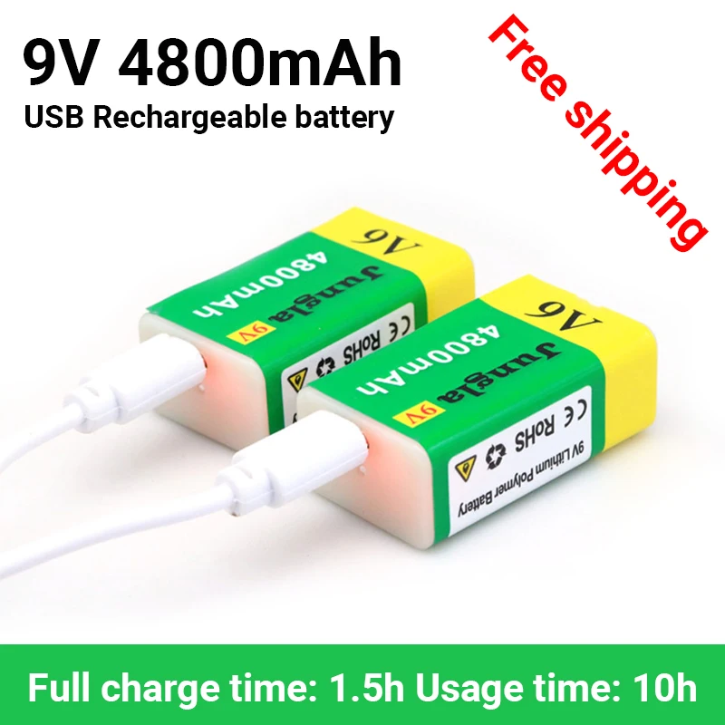 

9V 4800mAh li-ion Rechargeable battery Micro USB Batteries 9 v lithium for Multimeter Microphone Toy Remote Control KTV use