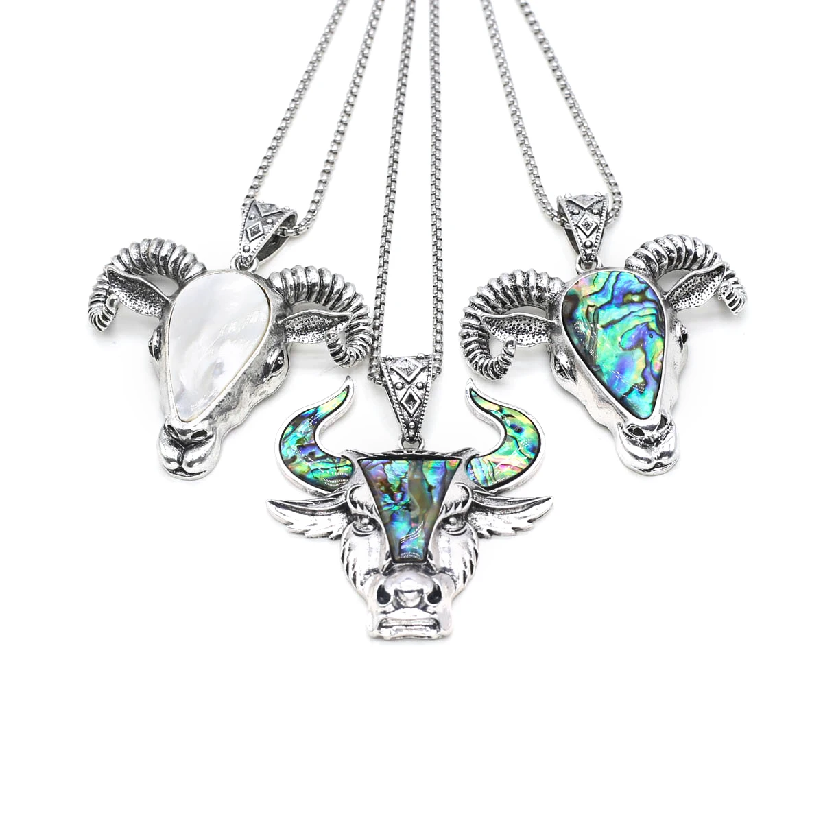 

1Pcs Shell Cross Bull Head Abalone Shell Pendant Necklace DIY Female Charm Pendant Necklace Jewelry Gift