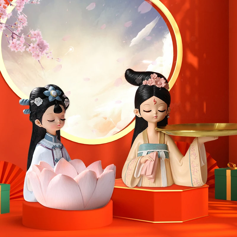 Декоративная статуэтка из смолы "Девочка в китайском стиле" для подноса "Палас".