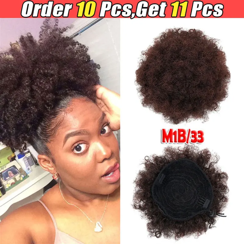 

Afro Puff Hair Synthetic Bun Chignon Accessories Short Drawstring Ponytail Kinky Curly Ponytail Wrap On Hair Pieces For Women