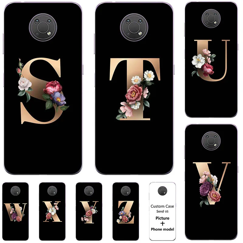 

Цветок 26 Английский чехол для Nokia G50 TA-1358 TA-1390 TA-1370 TA-1367 TA-1361 6,82 "именная буква Мягкий силиконовый чехол на заказ