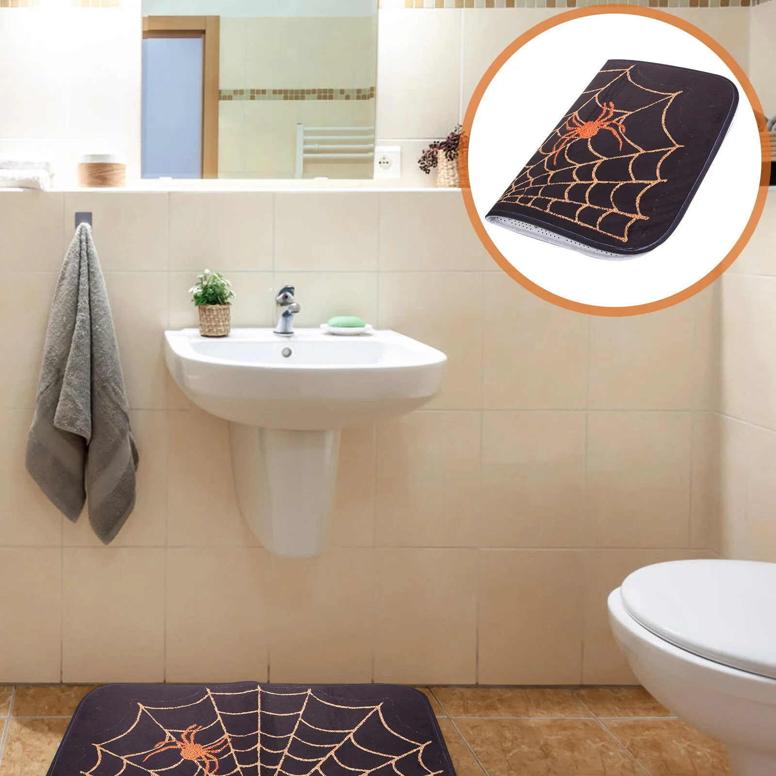 

Decorate Entrance Rug Halloween Ornament Bathroom Door Mat Kitchen Floor Spider Web Mats