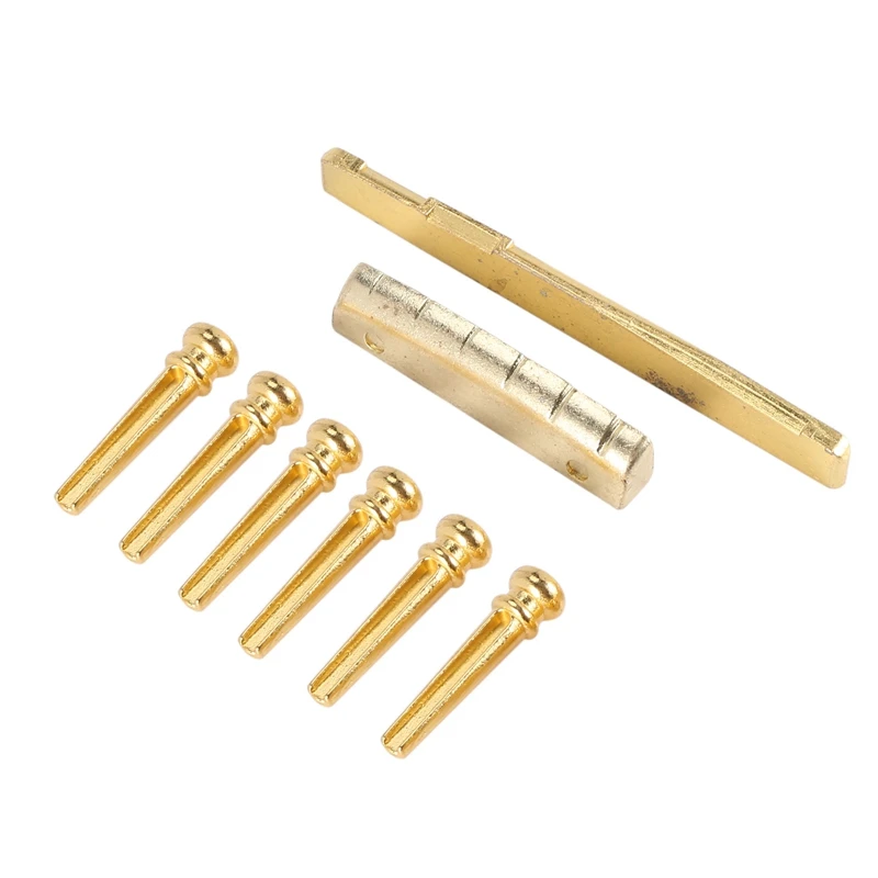 

6PCS Guitar Brass Bridge Pins Saddle Nut Replacement Parts for Acoustic Guitar