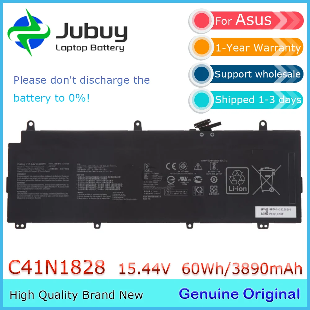 C41N1828 Оригинальный аккумулятор для ноутбука 15 44 В 60 Втч серии ASUS Zephyrus 3 GX531 GX531G GX531GV