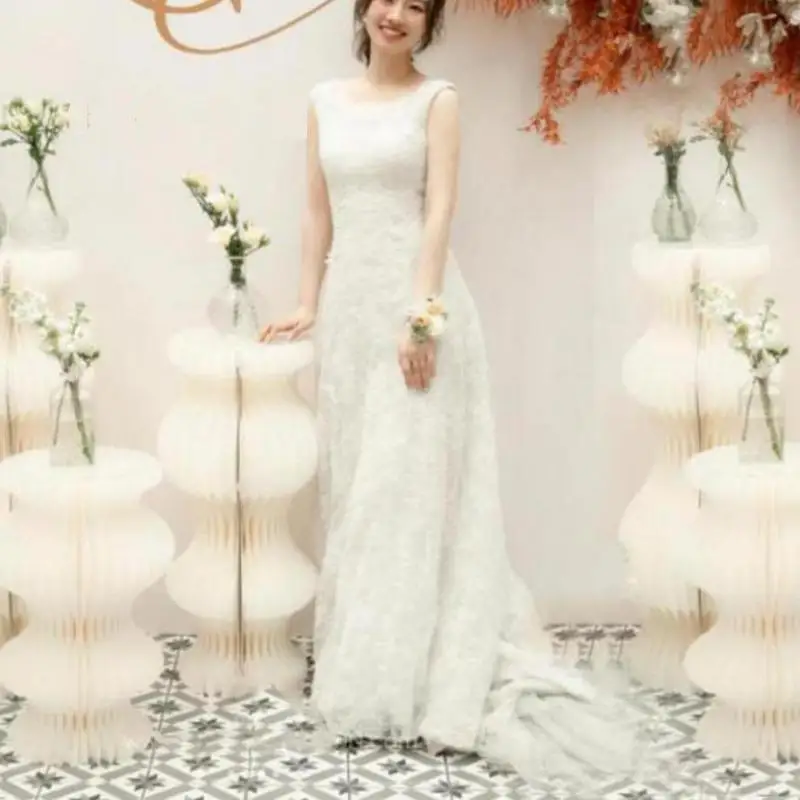 Элегантные мягкие кружевные свадебные платья Милое свадебное платье без рукавов