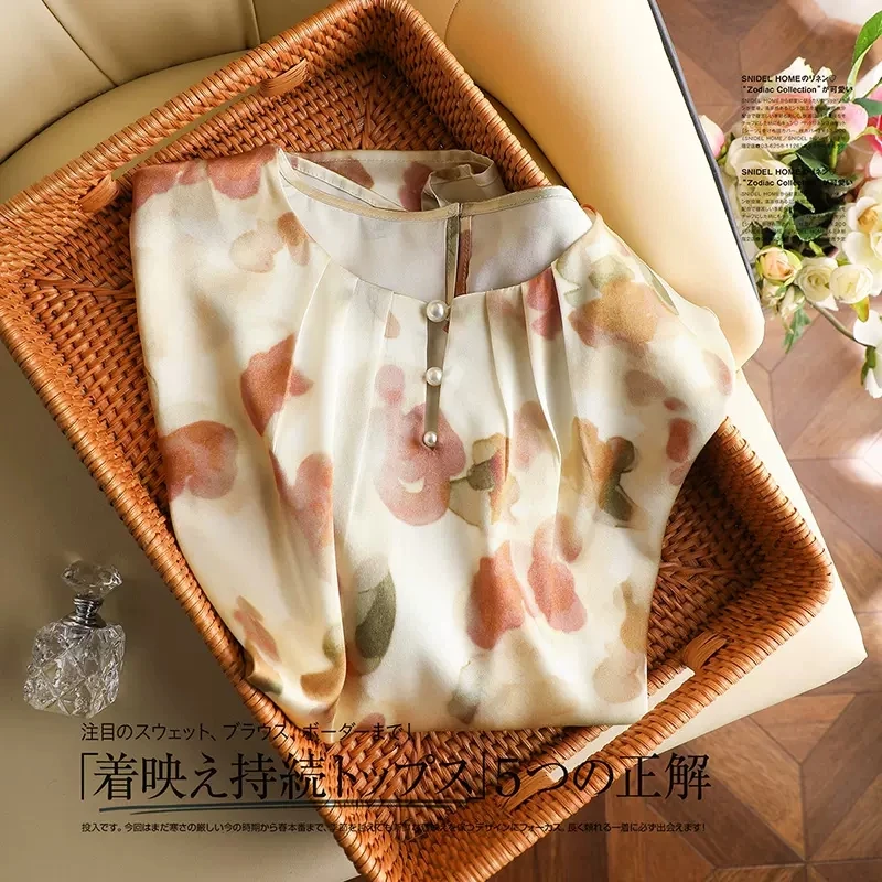 Шифоновая женская рубашка летние винтажные блузки с принтом свободные женские