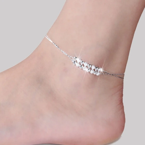 

Браслет на лодыжку женский с шариками, простой модный пляжный браслет на ногу, сандалии без ног, бижутерия, хороший подарок на день Святого Валентина