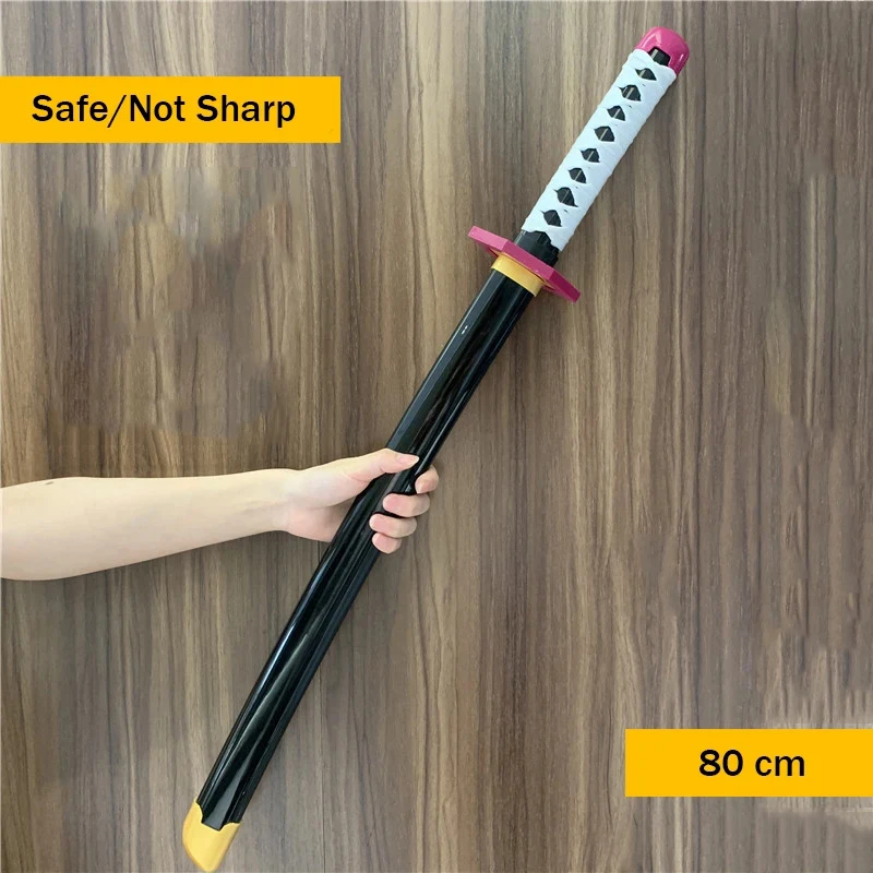 80см Меч-катана Demon Slayer из дерева с аниме клинком, нож "Солнечное колесо", модель оружия Танджиро, реквизит косплея ниндзя, игрушечный подарок для детей.