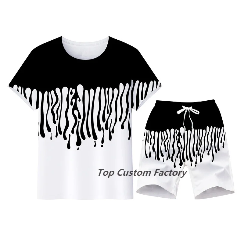 Tracksuit Suit Men's Summer Oversized Street Short Sleeve T-Shirt 2 Piece Set Tentacle Print Jogger Outfits Womens