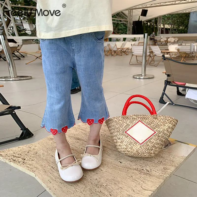 

2023 Fashion Baby Girls Pants Spring Summer Embroider Jeans Children Trousers Girls Demin Flare Pant Children Clothes