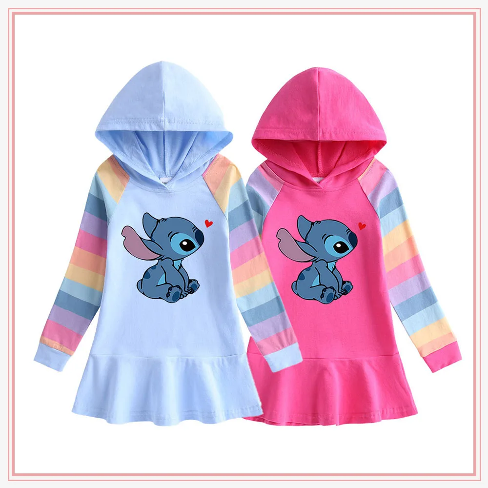 

Весенняя детская коллекция Disney Stitch, Повседневная Толстовка, рубашка, детская одежда, милое платье с длинным рукавом для девочек, детские подарки