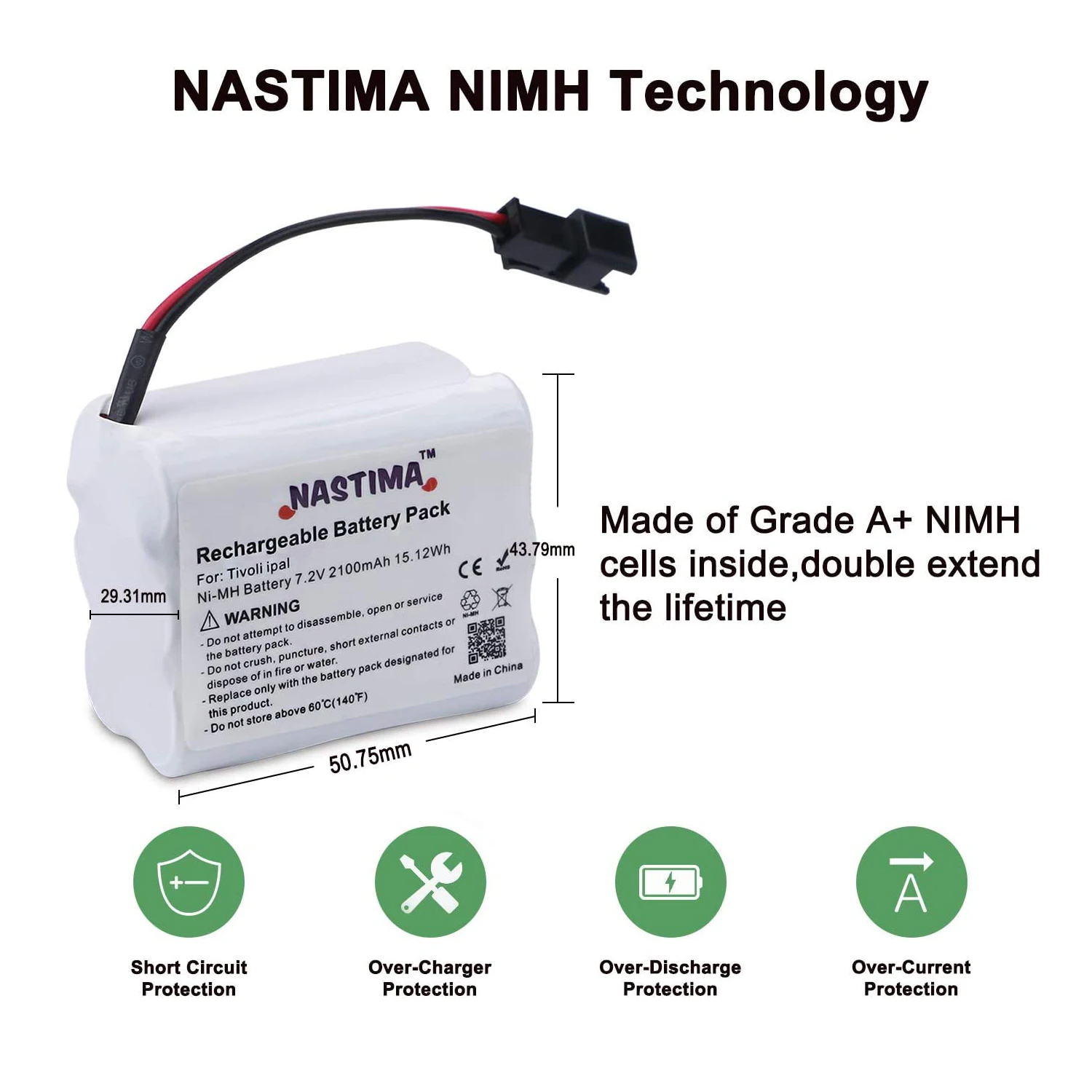 Запасной аккумулятор NASTIMA 2 шт 7 В 2100 мА · ч провода подходит для Tivoli PAL iPAL Radio (MA-1 MA-2