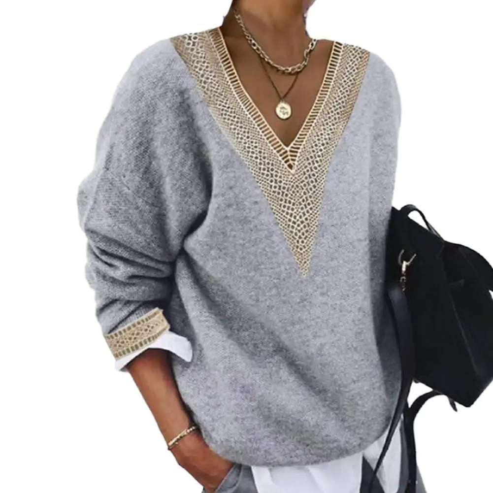 

Sweater Top Long Sleeve V-Neck Super Soft Thick Sweater Washable Non-Fading Winter Warm Sweater Women Clothing