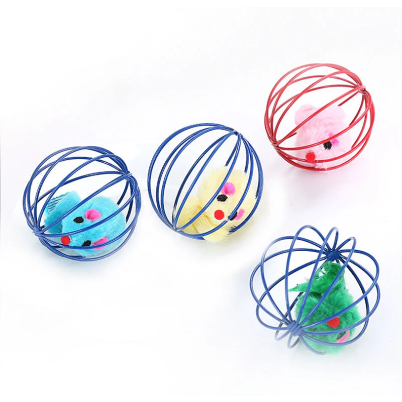 

Cat Toy Pet Ball Toy Cage Plush Rat Colorful Interactive Training Toys Kitten Puppy Mouse Cage Ball Cat Accessories Pet Supplies