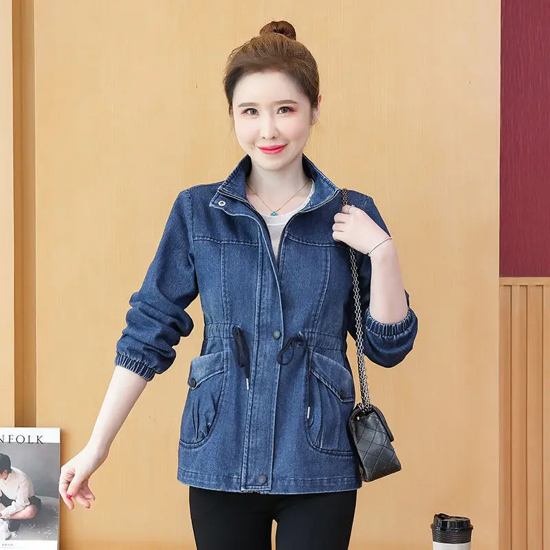 

Spring Windbreaker Denim Jacket Women's 2022 New Mid-length Autumn Korean Jeans Jacket Women Hooded Casual Women Jackets Q386