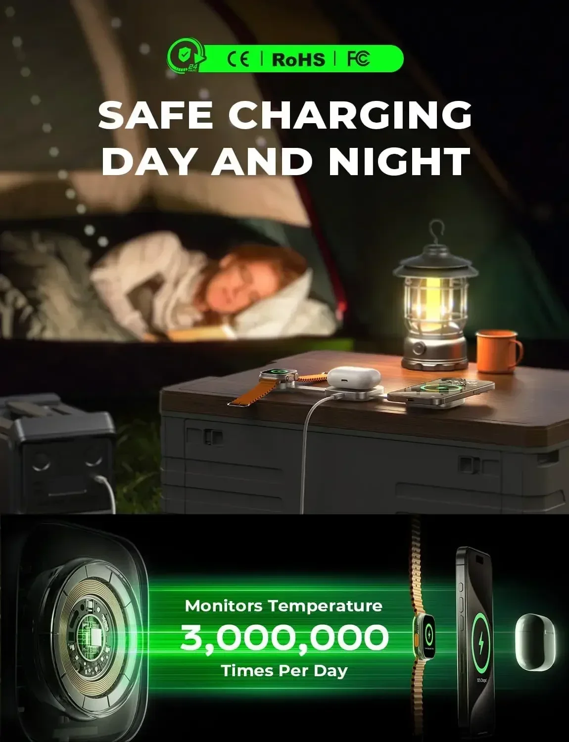 Зарядное устройство LISEN 3 в 1 беспроводная зарядная панель складное беспроводное