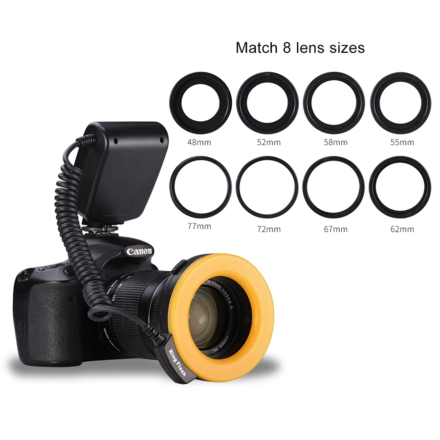 mamen 48 macro led ring flash light with 9 adapter ring for nikon canon pentax olympus panasonic camera dslr ring flash kit free global shipping