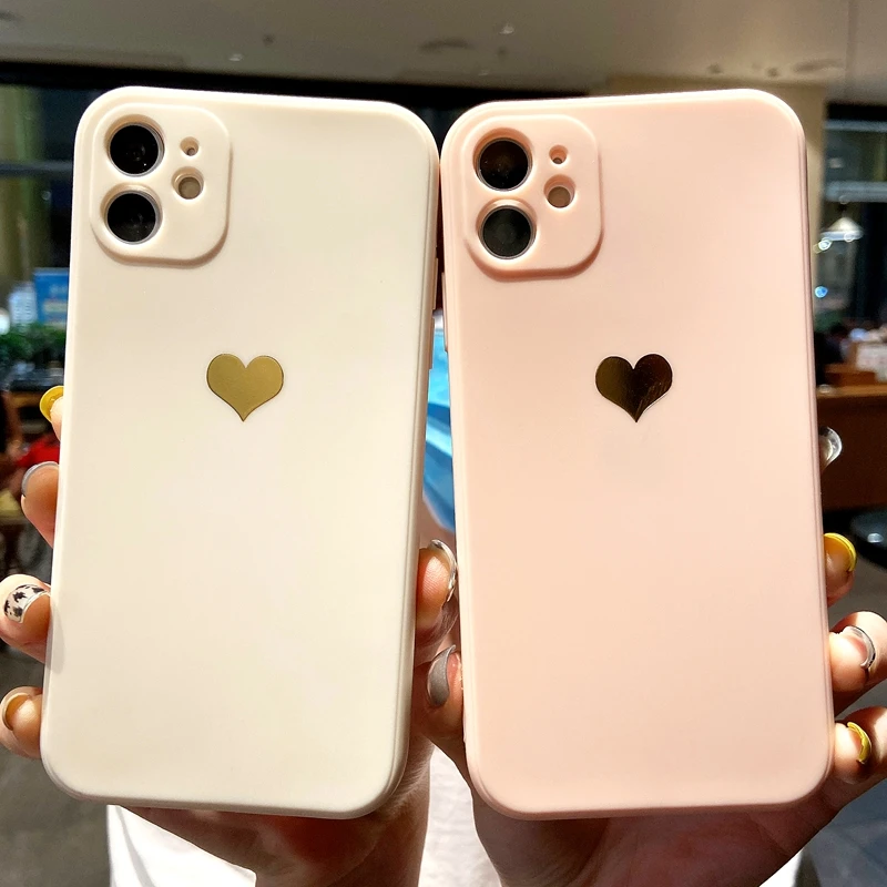 

Soft Candy Love Heart Phone Case For iPhone 11 12 13 Pro Max XS X XR 7 8 Plus Mini SE 2020 Shockproof Bumper Back Cover