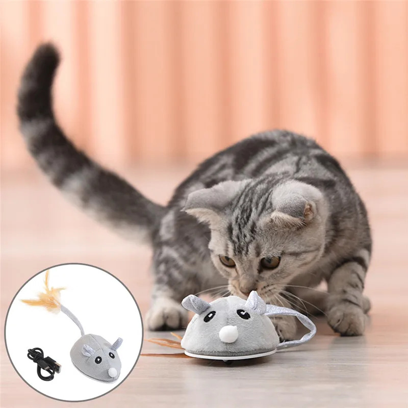 

Smart Sensing Mouse Cat Toys Interactive Electric Stuffed Toy Cat Teaser Self-Playing USB Charging Kitten Mice Toys for Cats Pet