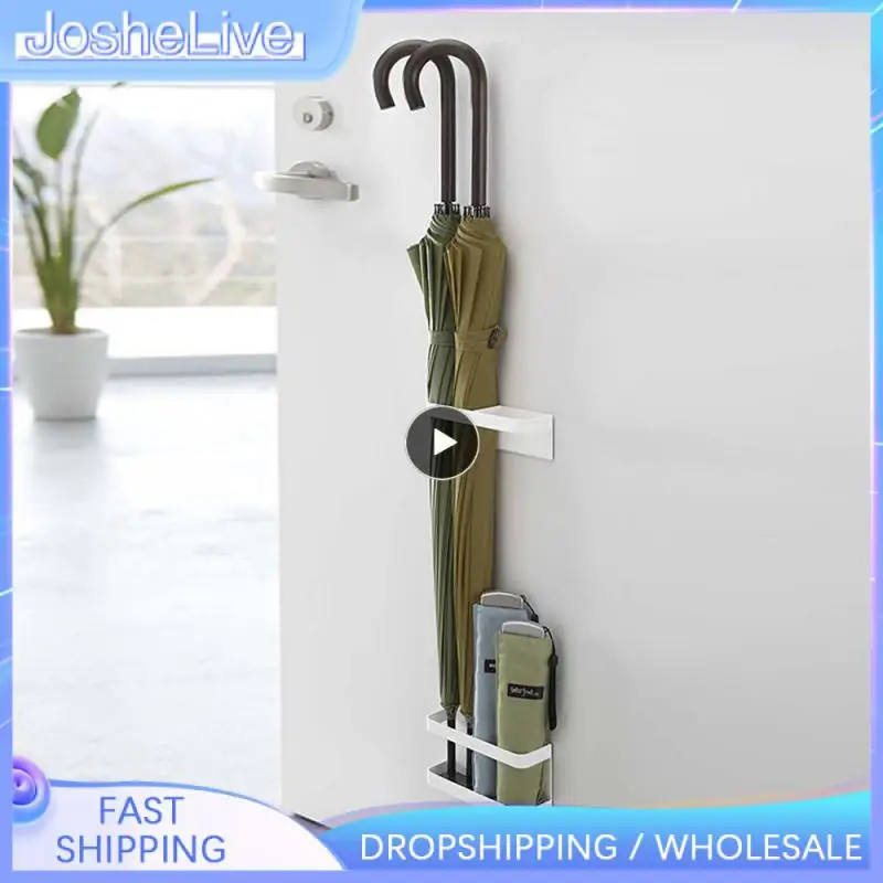 

Metal Rack Wall Holder Wall Mounted Punch Free Draining Rack Organization Storage Umbrella Storage Rack Household Finishing Rack