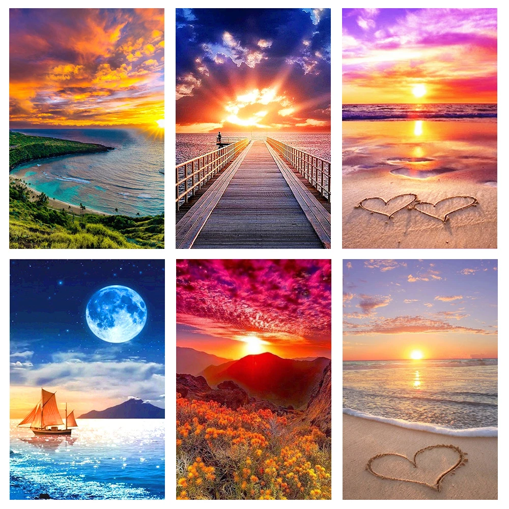 

5D Diamond Painting DIY Scenery Diamond Mosaic Landscape Diamond Embroidery Full Round Drill Cross Stitch Kit Home Decor