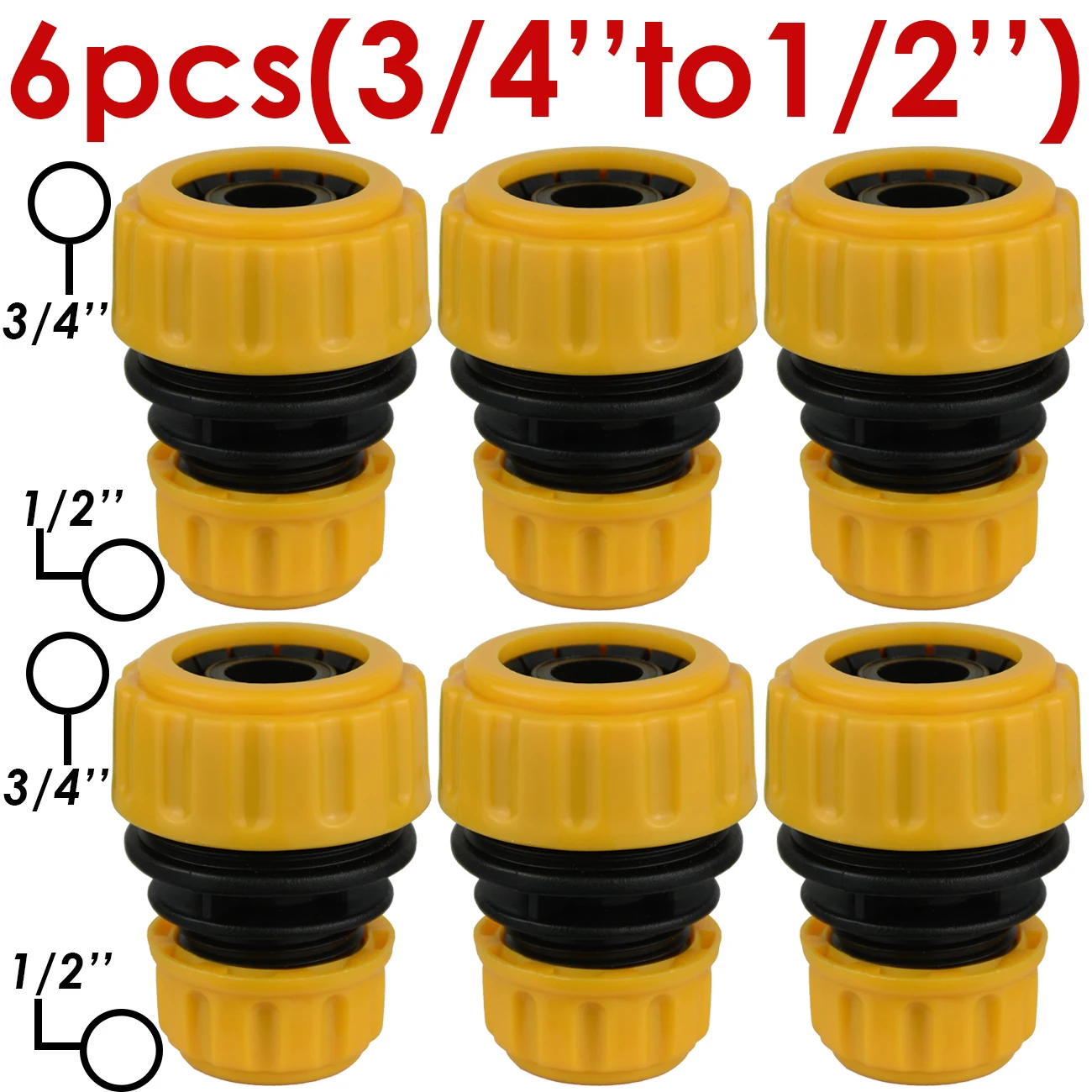 6PCS 3/4 1/2 inch Garden Hose Pipe Repair Extension Connector Tubing Quick Connection for Drip Irrigation Watering Greenhouse images - 6