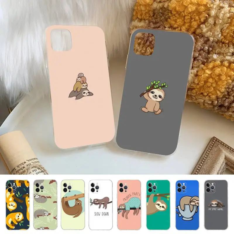 Cute Sloth Phone Case Silicone Soft for iphone 14 13 12 11 Pro Mini XS MAX 8 7 6 Plus X XS XR Cover