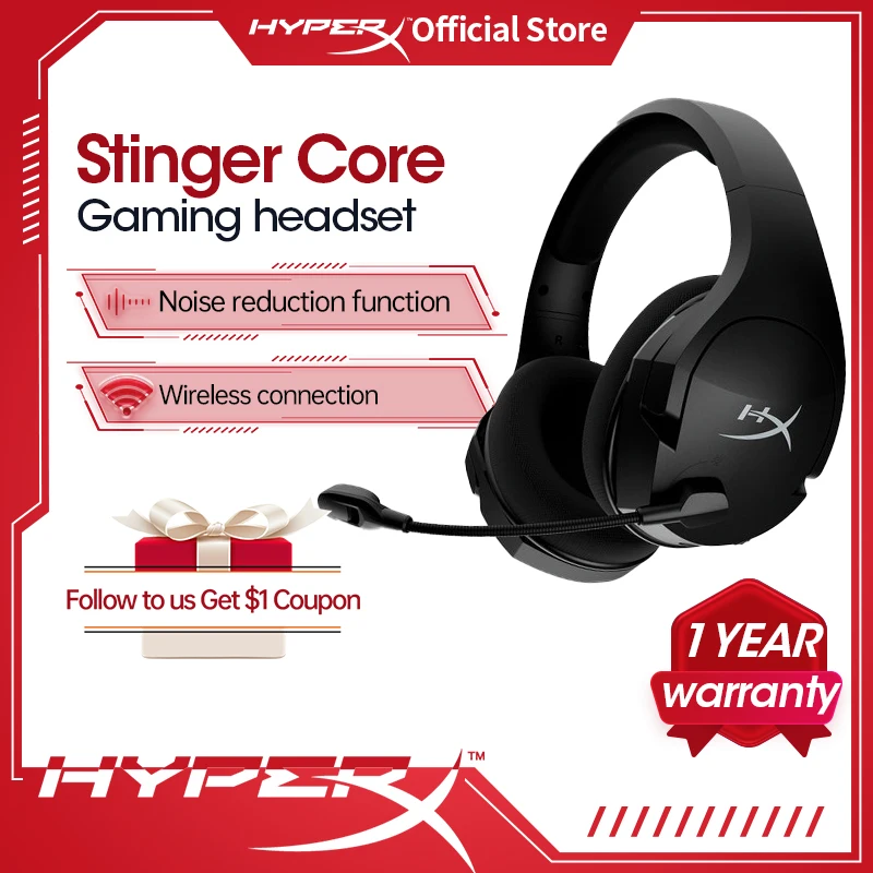 

Original HyperX Cloud Stinger Core Gaming Headset Gaming-grade wireless 7.1 Surround Sound with Noise-cancelling microphone