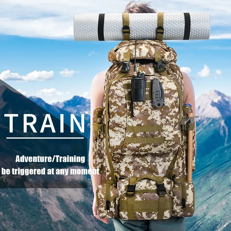 

New Mountaineering Backpack Multi-functional Camouflage Backpack Mochila 80L Large Capacity Travel Luggage Bag Outdoor Bags