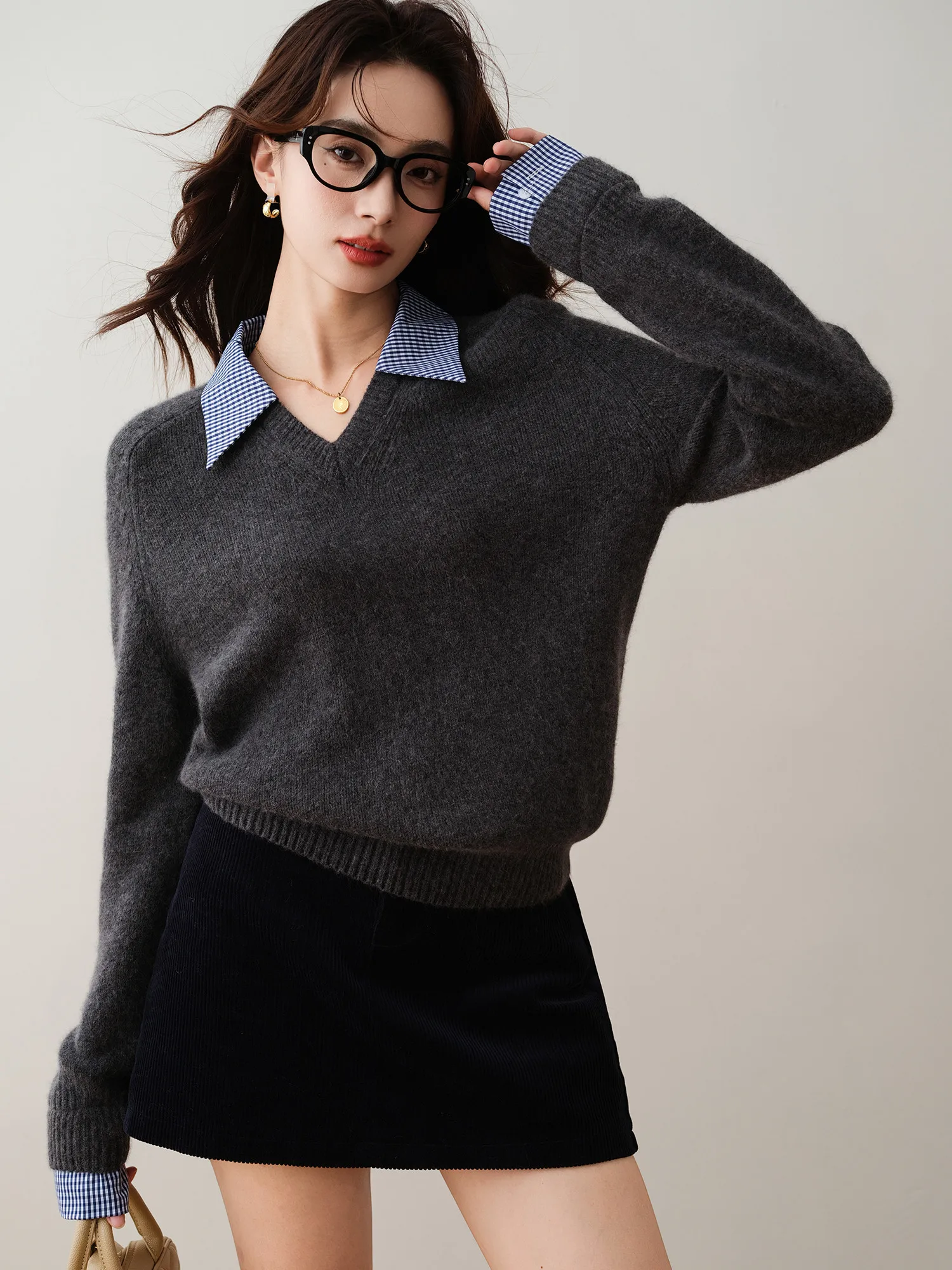 Ron &amp корейская серия лоскутная шерстяная вязка 2024 осень и зима новый шикарный