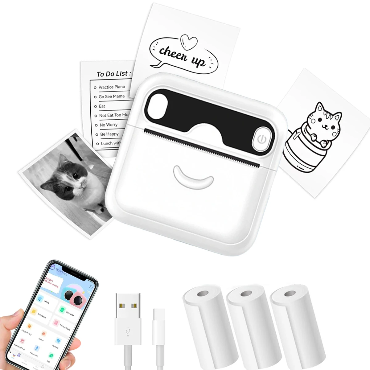 Портативный мини-принтер без чернил маленький карманный принтер с бесплатной