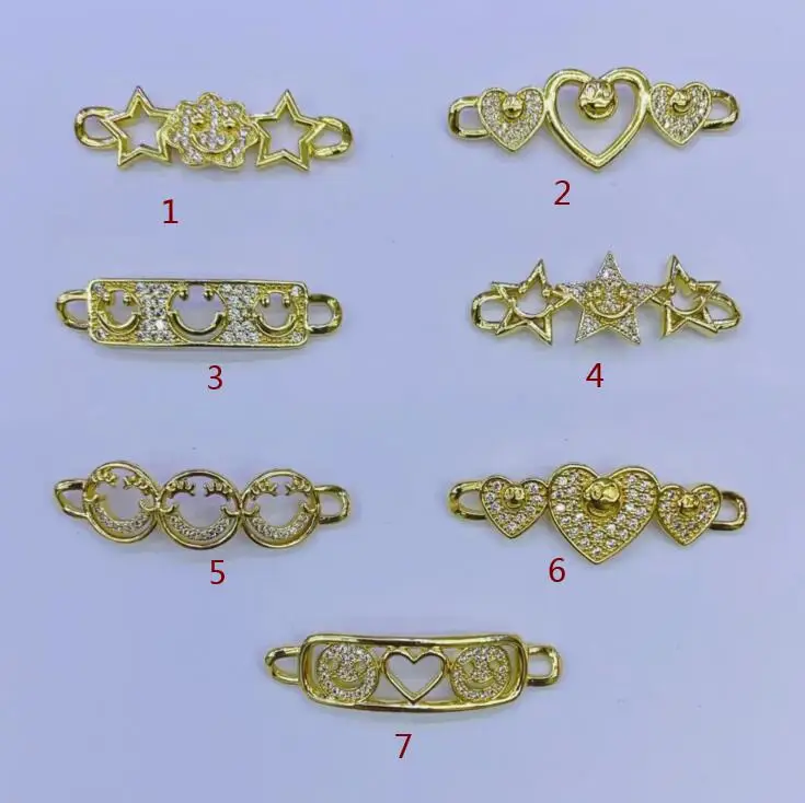 

1pcs Crystal Zircon heart smiley star gold bead Bangle for Women bracelet Connector Accessories Party Jewelry df34