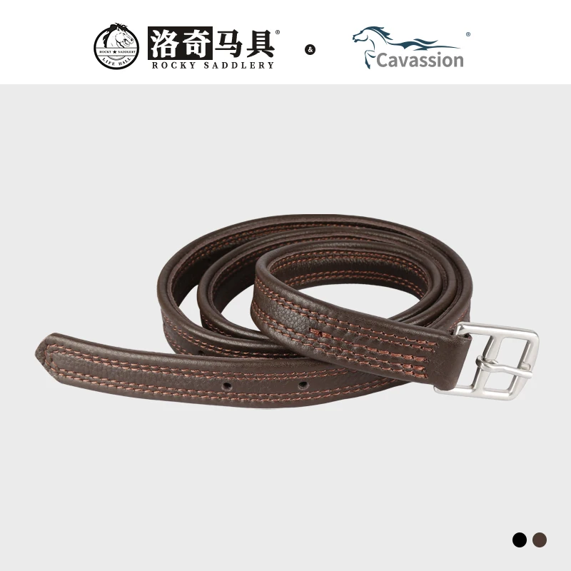 Cavassion equestrian stirrup leather real cowhide leather equestrian equipment riding horse foot stirrup leather brown color