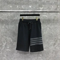 tb thom summer casual shorts fitness sweatpants gym workout mesh sport short pants for men classic 4 bar striped shorts