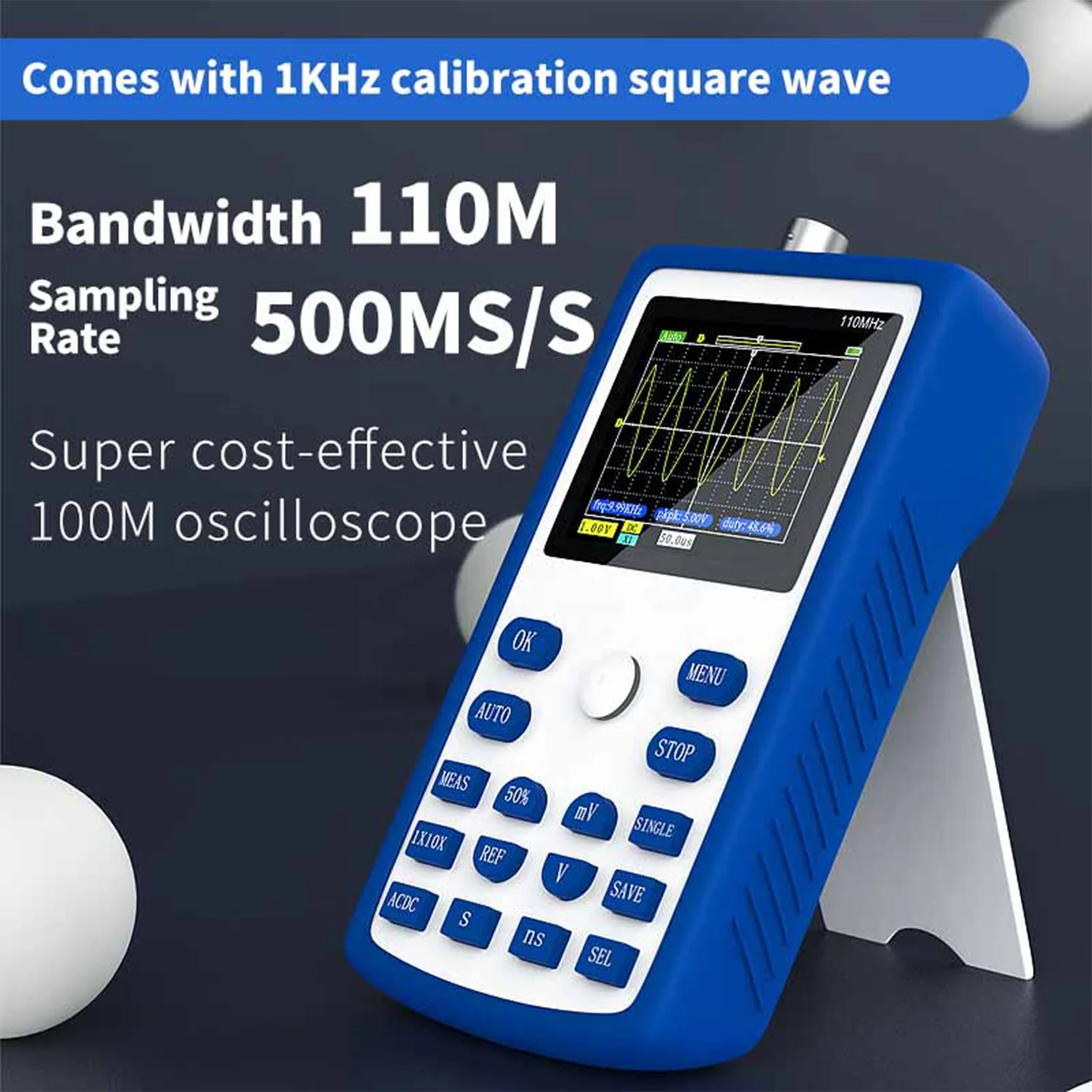 NEW Professional Portable Storage Oscilloscope Kit 110MHz Bandwidth 500MS/s Sampling Rate Digital Oscilloscope enlarge